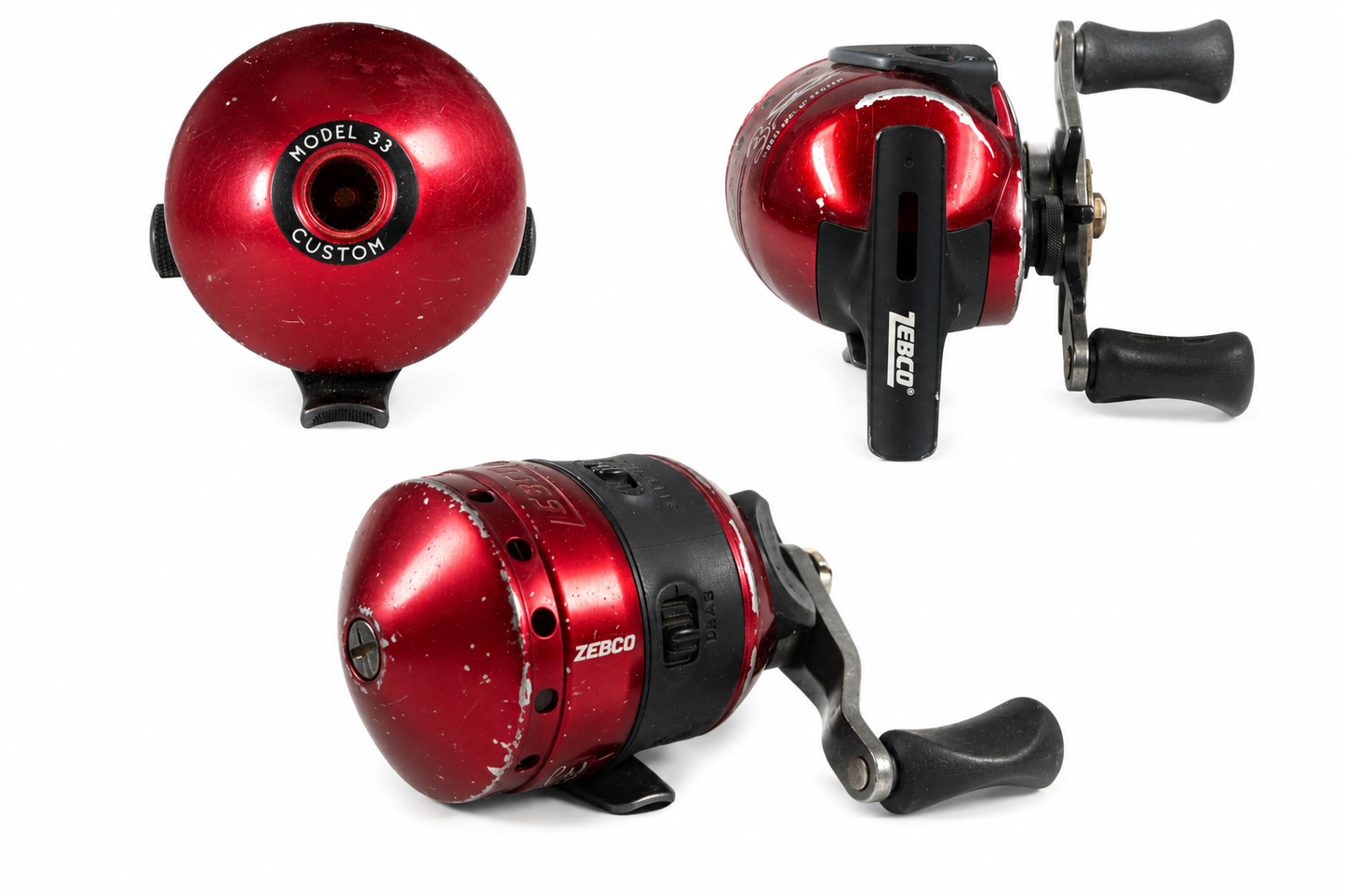 Zebco 33 Custom Spincast Reel – Red (Paint Chips)