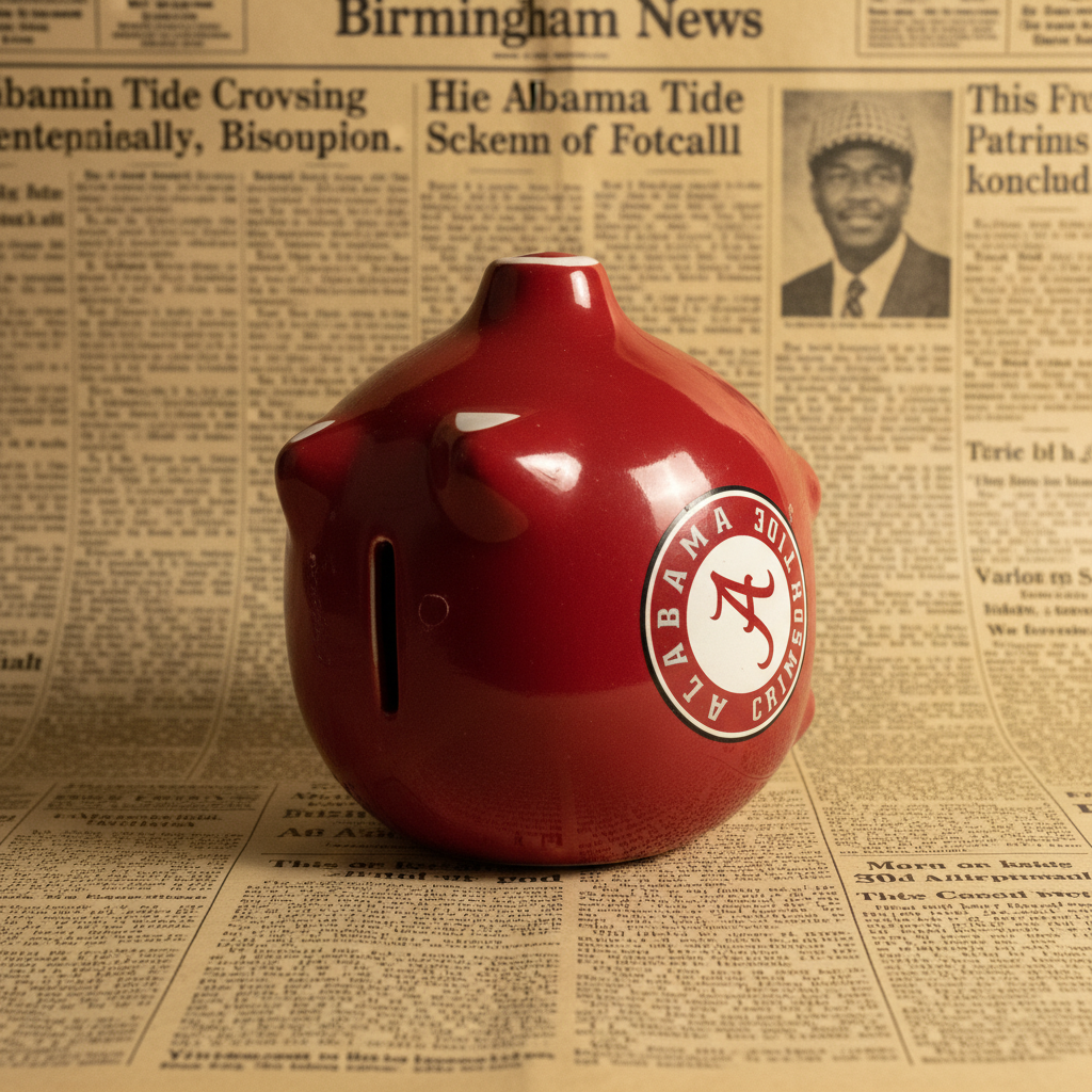 Alabama Crimson Tide Ceramic Piggy Bank | Red Script "A" Logo | Vintage Collectible