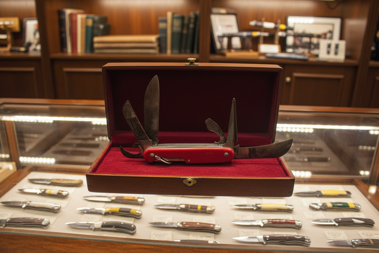 Vintage Swiss Army Multi-Tool Pocket Knife – Red Handle, Fair Condition