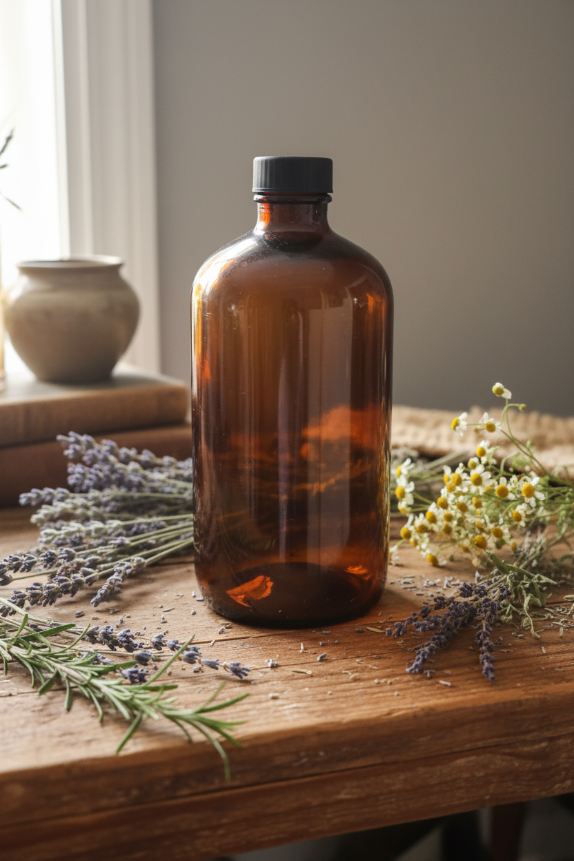 Vintage Large Amber Glass Apothecary Bottle — Owens-Illinois Mold 7-OI-3-15