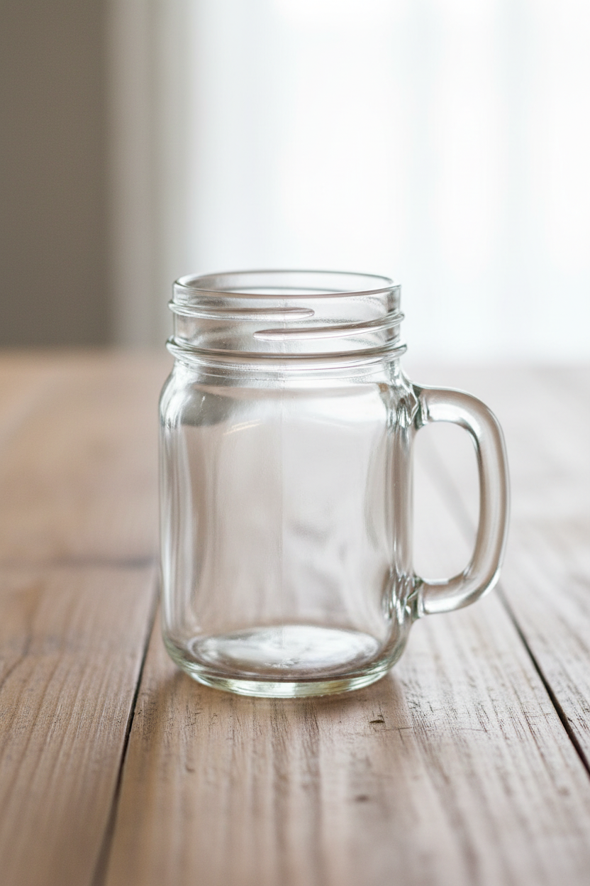 Clear Glass 1-Pint Mason Jar Mug with Handle | Rustic Barware | Excellent Condition
