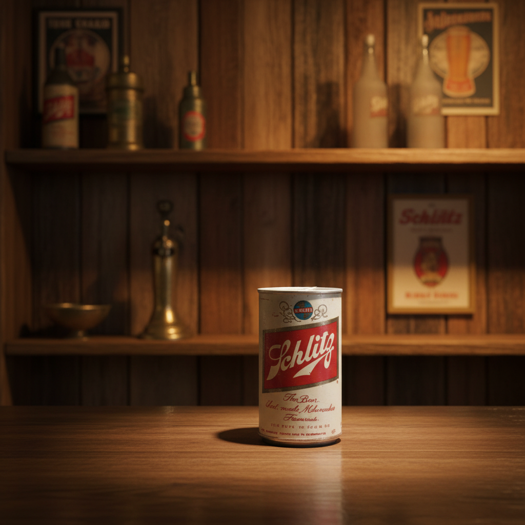 Vintage Schlitz Beer Steel Flat Top Can — "The Beer That Made Milwaukee Famous""age