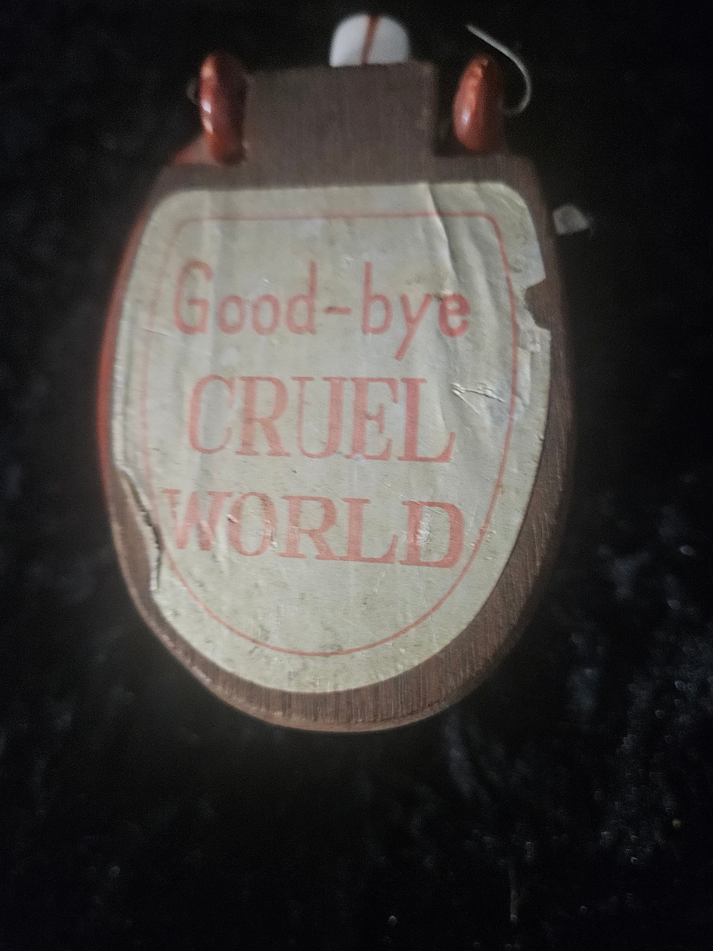 Vintage "Goodbye Cruel World" Novelty Toilet Figurine with Wooden Lid