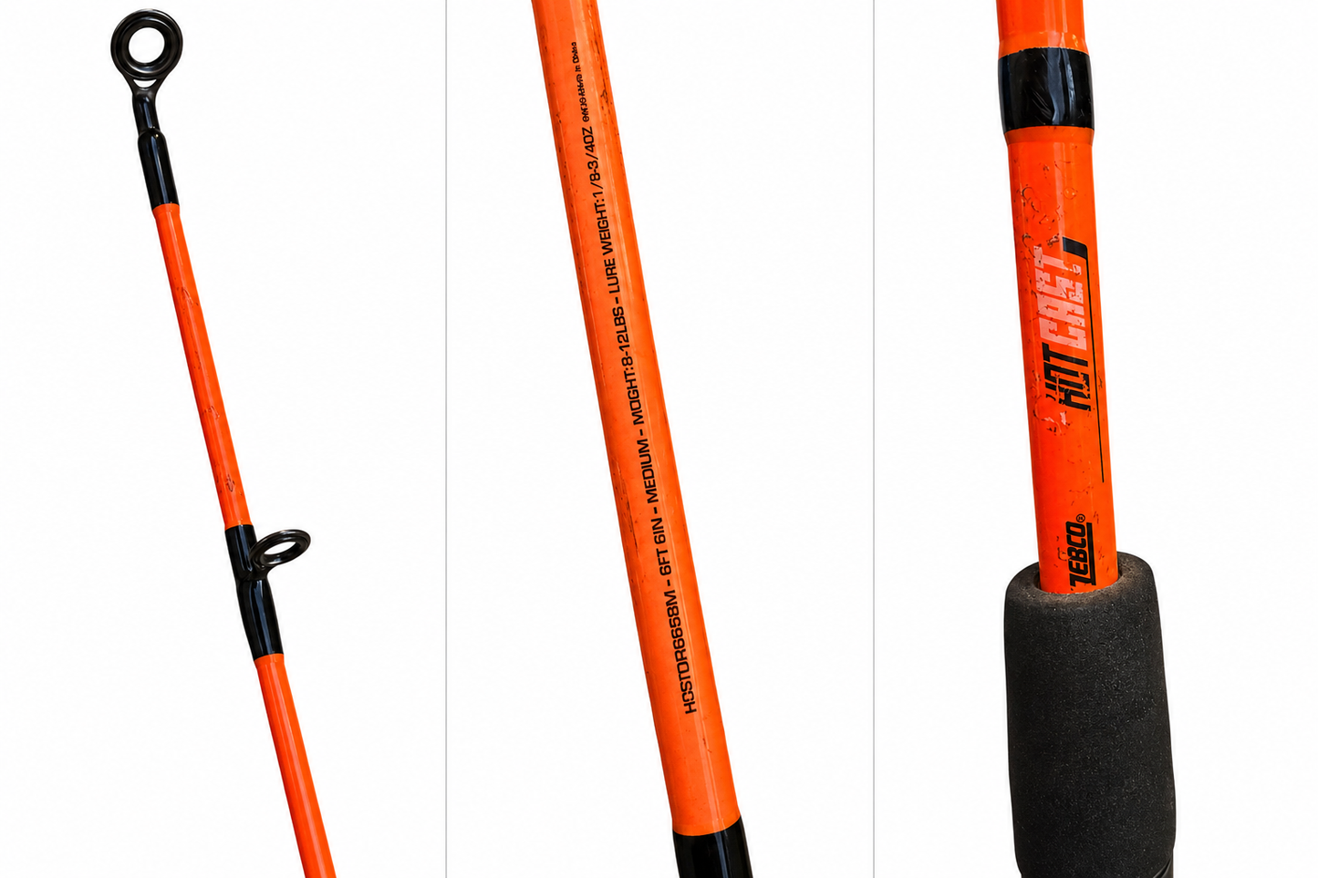 Zebco Hot Cast 6ft Medium Spinning Fishing Rod Orange Vintage Style