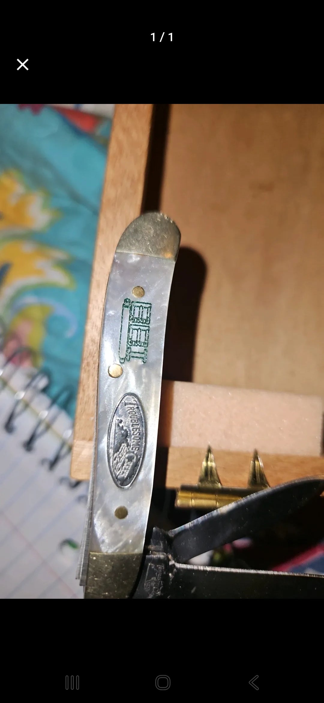 Vintage Pearl Handle Pocket Knife with Oval Medallion