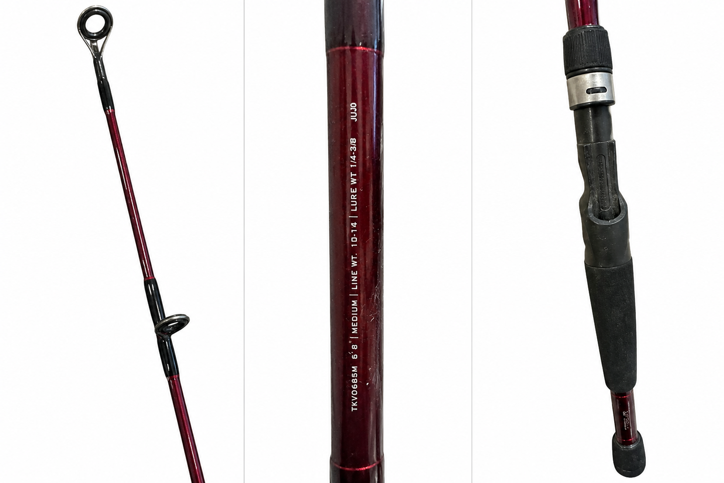 Quantum TKV068M 6’8” Medium Spinning Fishing Rod – Burgundy – 10-14 lb Line – Fast Action