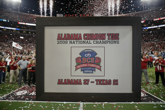 Alabama Crimson Tide 2009 BCS National Champions Framed Print – 37-21 vs Texas | 28x22