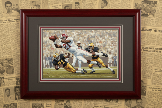"The Catch" by Daniel Moore – Signed Framed Print – Alabama vs Southern Miss – 18x16