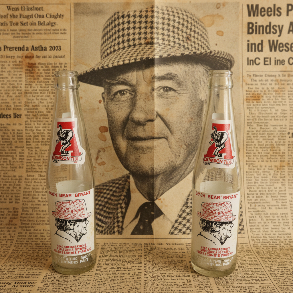Bear Bryant Alabama Crimson Tide Commemorative Coca-Cola Bottle Pair — Excellent Condition