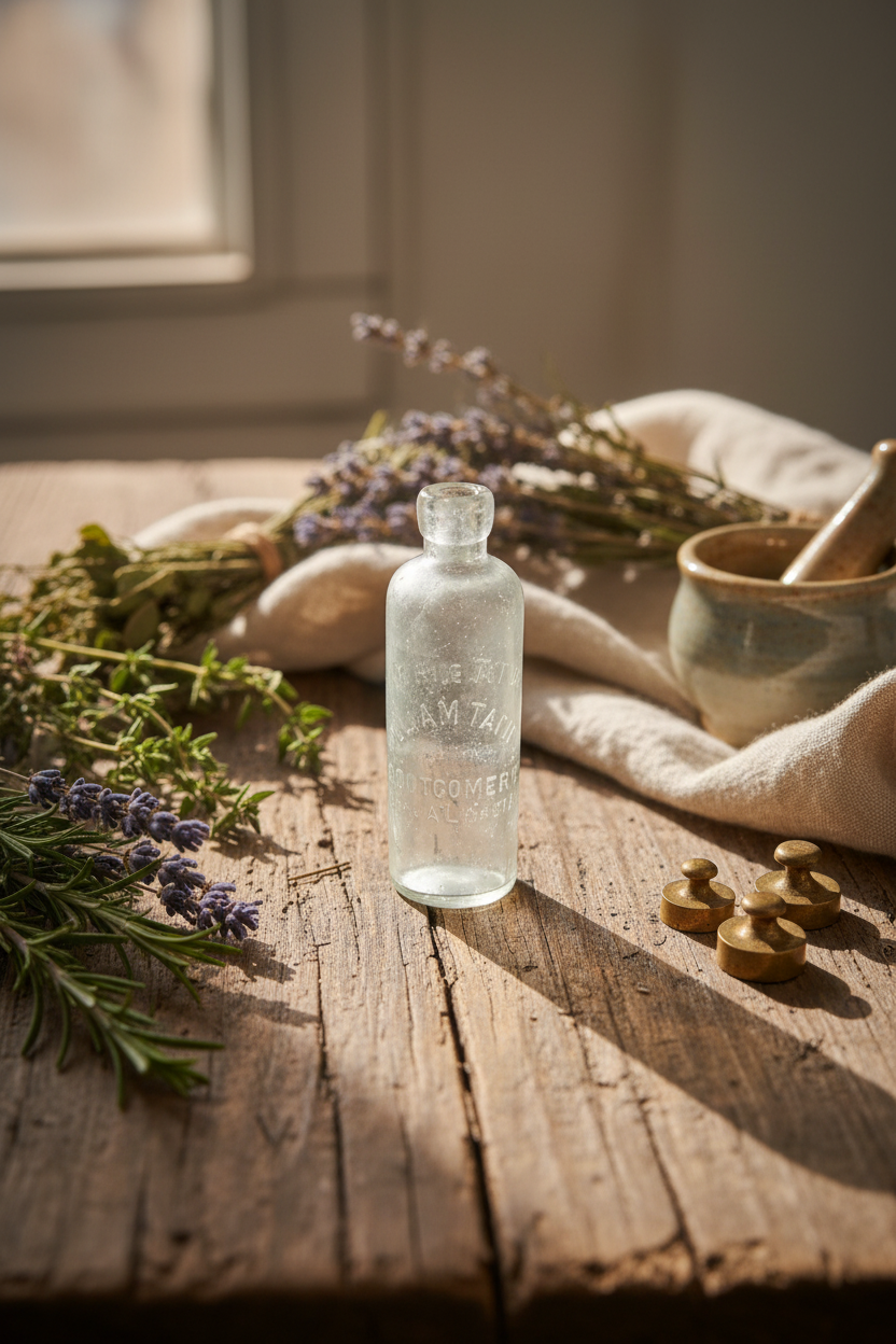 Antique Dr. S B H & Co. RR Embossed Miniature Glass Bottle | As-Found | Chip on Mouth | c.1900s
