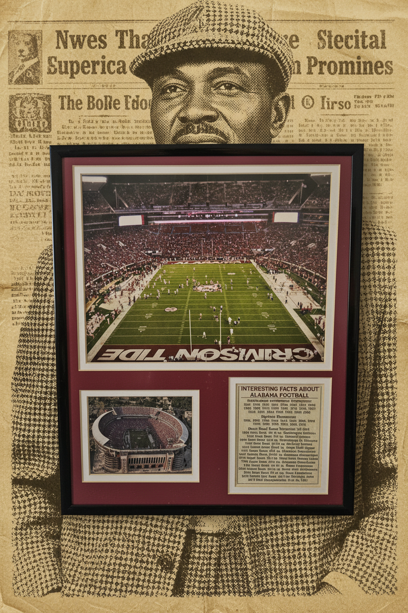 Alabama Crimson Tide Bryant-Denny Stadium Photo Collage — Framed | Interesting Facts Panel