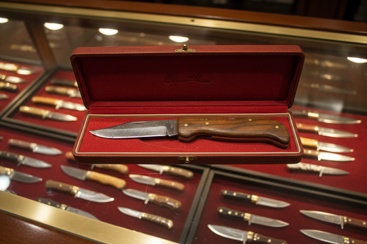 Vintage Lockback Folding Pocket Knife – Wood Handle, US Patent Marked