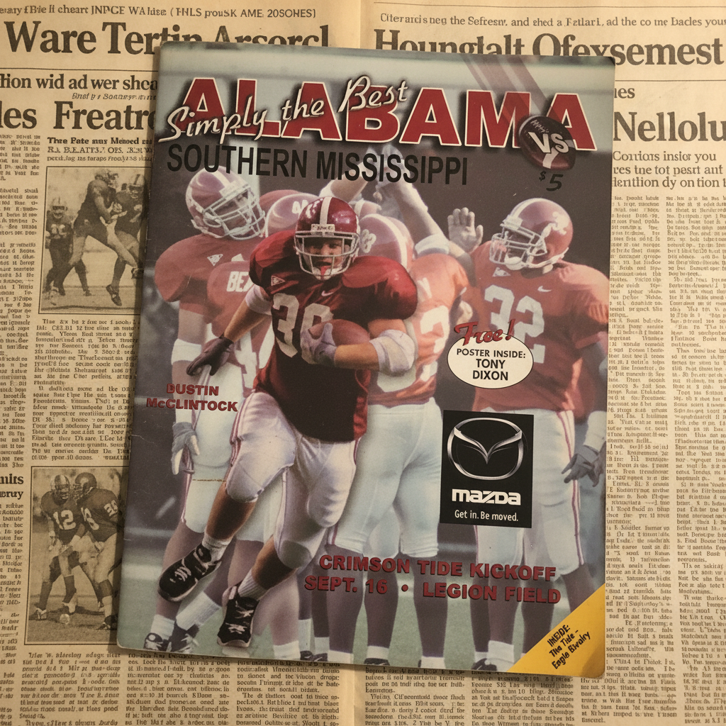 Alabama Crimson Tide vs Southern Mississippi Game Program — Tony Dixon Poster Insert, Legion Field