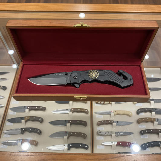 Timber Wolf Tactical Rescue Folding Knife — Black Blade & Handle
