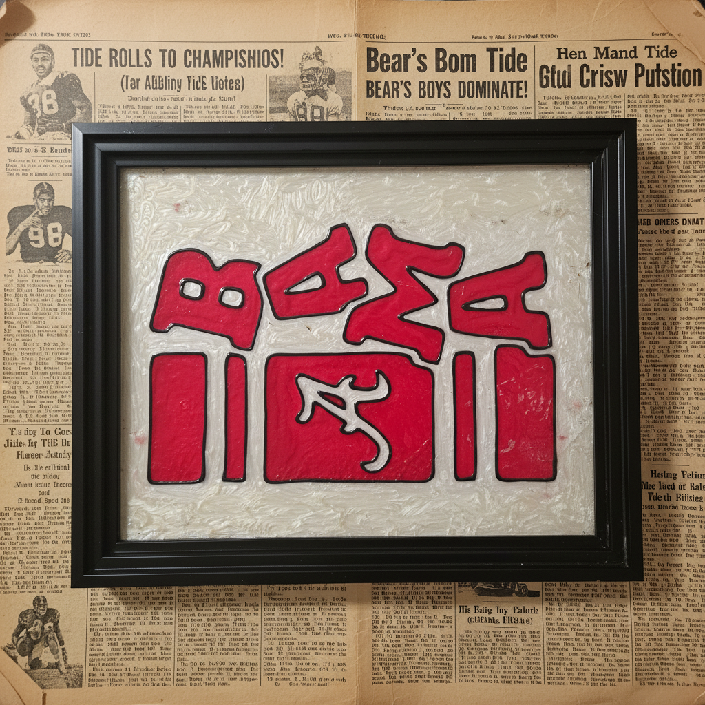 BAMA 3D Vintage Alabama Crimson Tide Framed Wall Art — Handmade Raised Resin