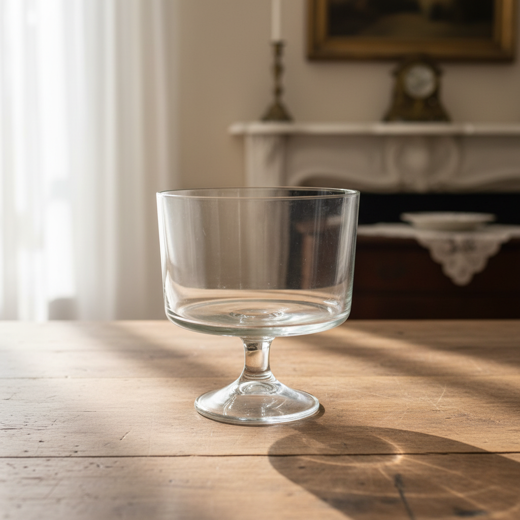 Vintage Clear Glass Footed Trifle Bowl | Pedestal Dessert Serving Bowl