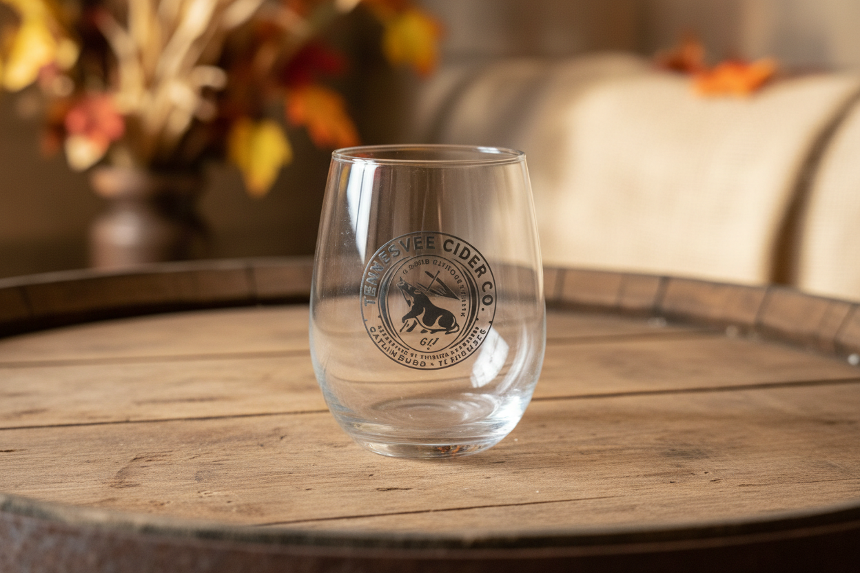 Tennessee Cider Co. Stemless Wine Glass – Gatlinburg, TN Souvenir