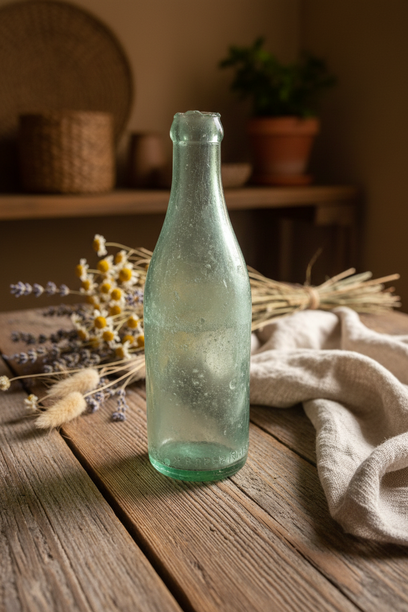 Vintage Aqua Green Glass 6.5 oz Soda Bottle — Thatcher Glass Co. Maker's Mark