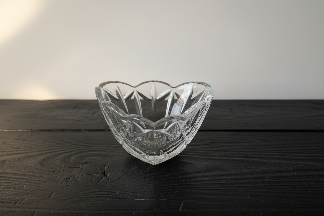 Vintage Heart-Shaped Cut Crystal Glass Dish