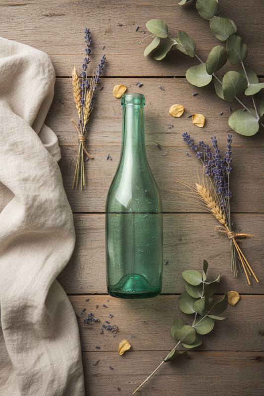 Antique Aqua Green Glass Bottle | Unmarked Vintage Wine Style | Small Collectiblep