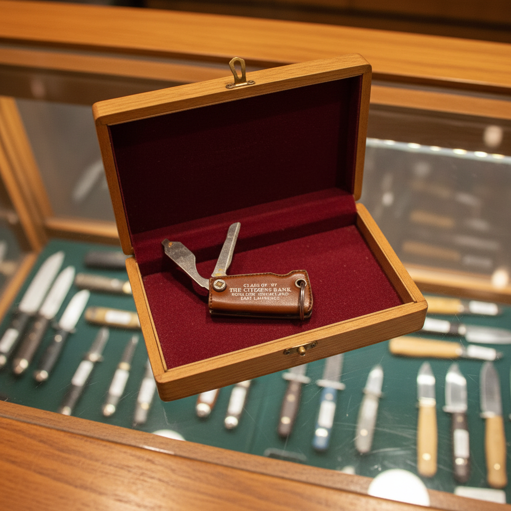 Vintage Citizens Bank “Class of ’87” Promotional Keyring Pocket Knife — Moulton, Courtland, East Lawrence