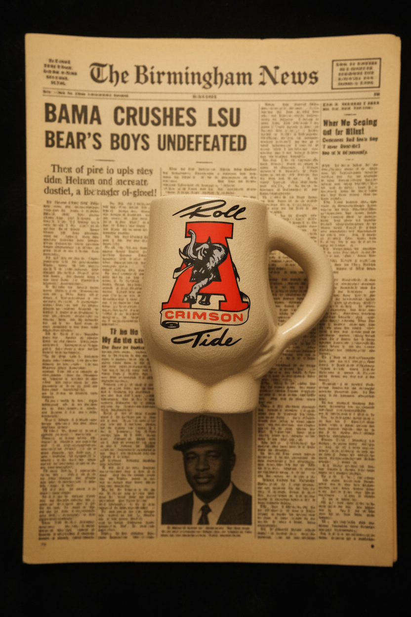 Vintage Alabama Crimson Tide Ceramic Beer Stein Mug — "Roll Crimson Tide" | Classic Elephant Logo | 1970s