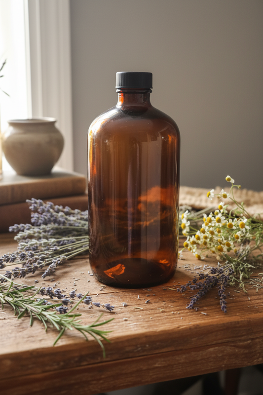 Vintage Large Amber Glass Apothecary Bottle — Owens-Illinois Mold 7-OI-3-15