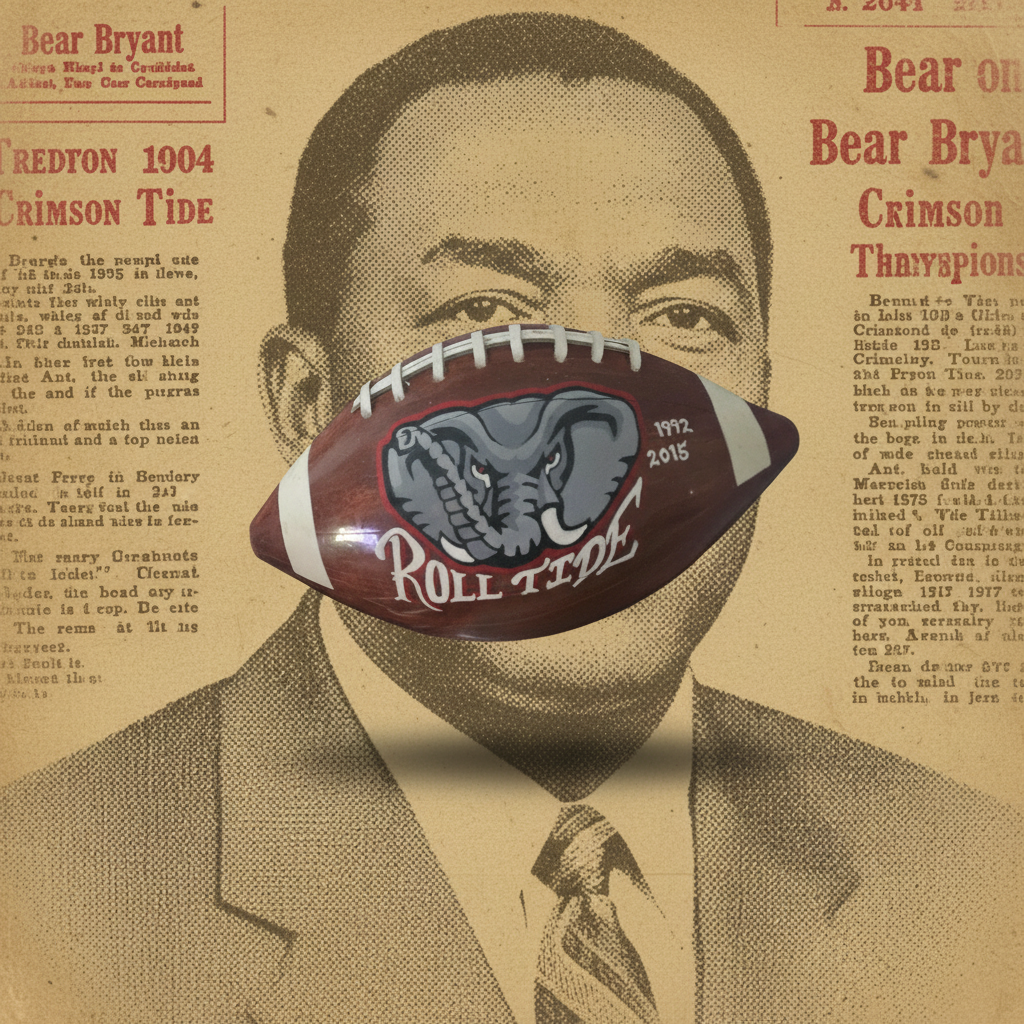 Alabama Crimson Tide National Champions Hand-Carved Cedar Football — Folk Art | Roll Tide