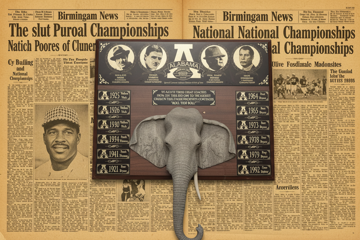 Alabama Crimson Tide National Championships Wall Plaque with 3D White Elephant Bust | 1925–1992 | Rare Display Piece