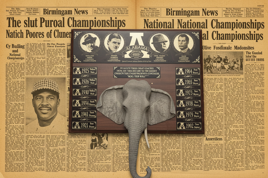 Alabama Crimson Tide National Championships Wall Plaque with 3D White Elephant Bust | 1925–1992 | Rare Display Piece
