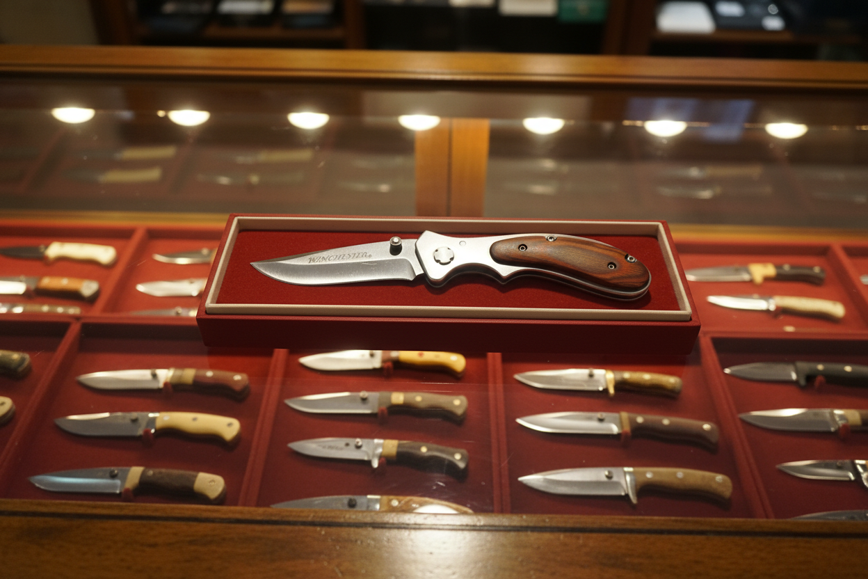 Winchester Single Blade Folding Knife – Rosewood Handle & Liner Lock
