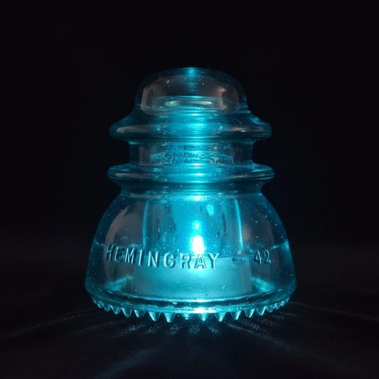 Hemingray No. 42 Aqua Glass Telegraph Insulator — Mint Condition