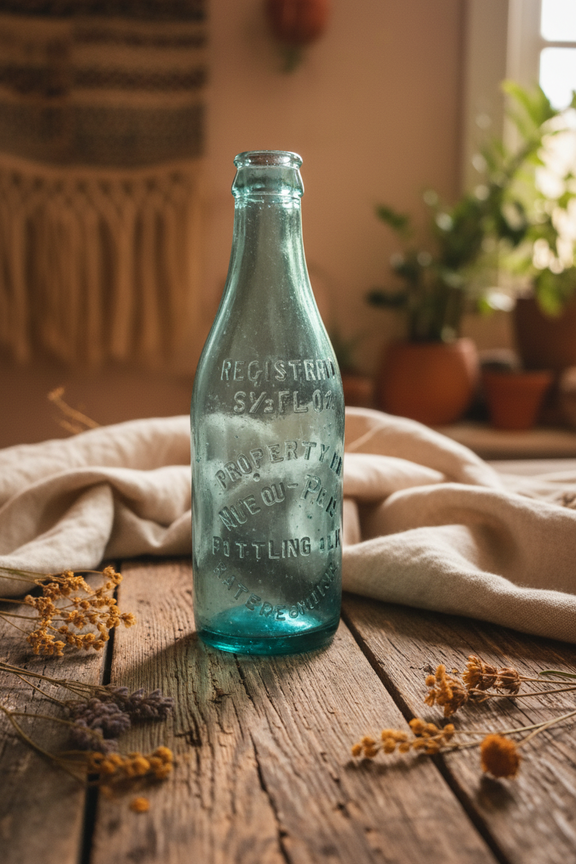 Vintage Red Pep Bottling Co. Blue-Aqua Glass Soda Bottle — Watertown Florida