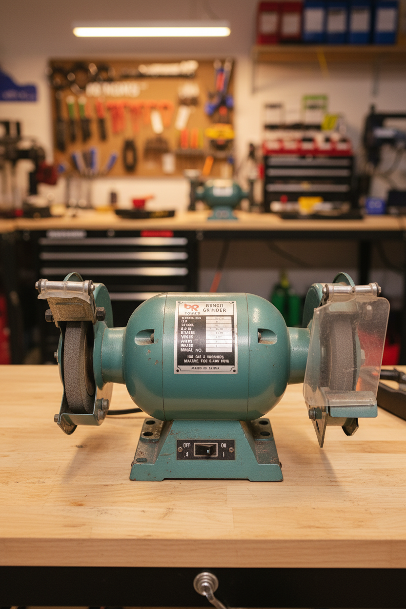 BP Tools 6" Bench Grinder — Works Great, Left Guard Broken — As-Is