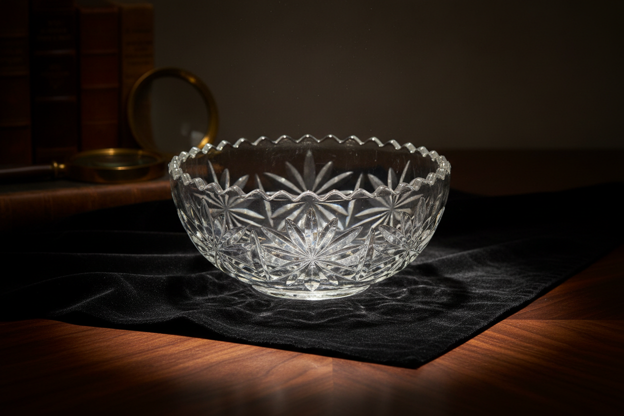 Anchor Hocking Star of David Pressed Glass Crystal Bowl