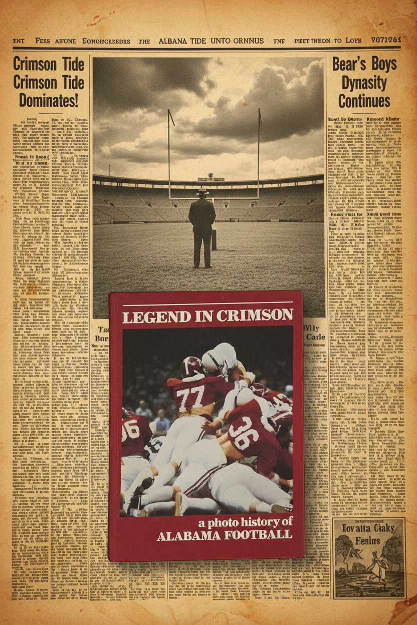Legend in Crimson — A Photo History of Alabama Football | Vintage Hardcover Coffee Table Book | Bear Bryant Era