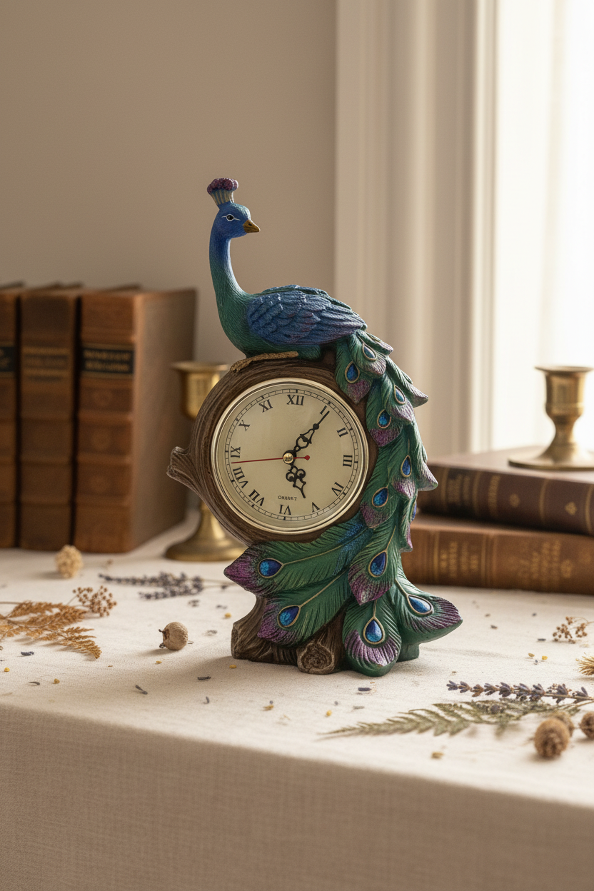Peacock Mantel Clock