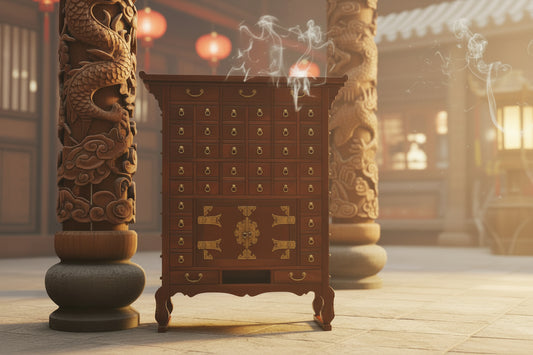 Antique Chinese Apothecary Medicine Cabinet — Late 1800s with Hand-Painted Proverbs