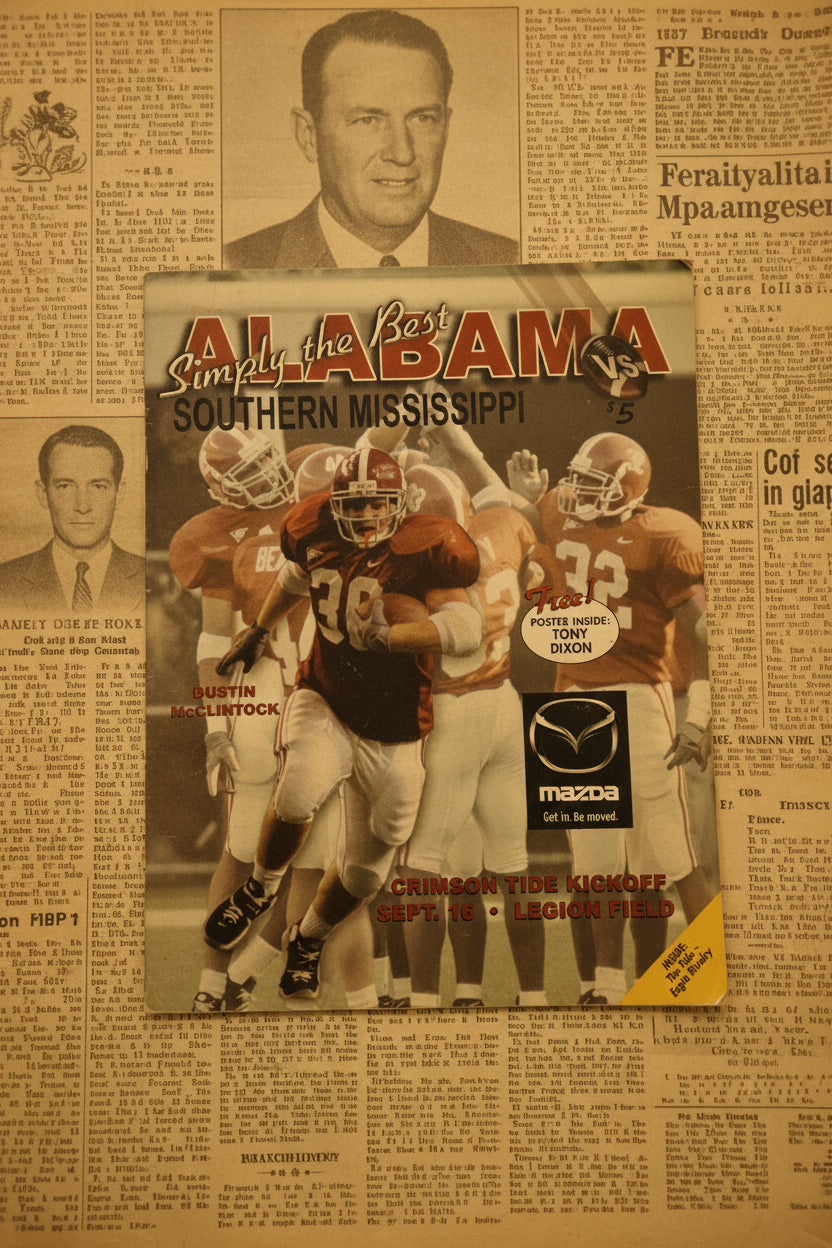 Alabama Crimson Tide vs Southern Mississippi Game Program — Tony Dixon Poster Insert, Legion Field