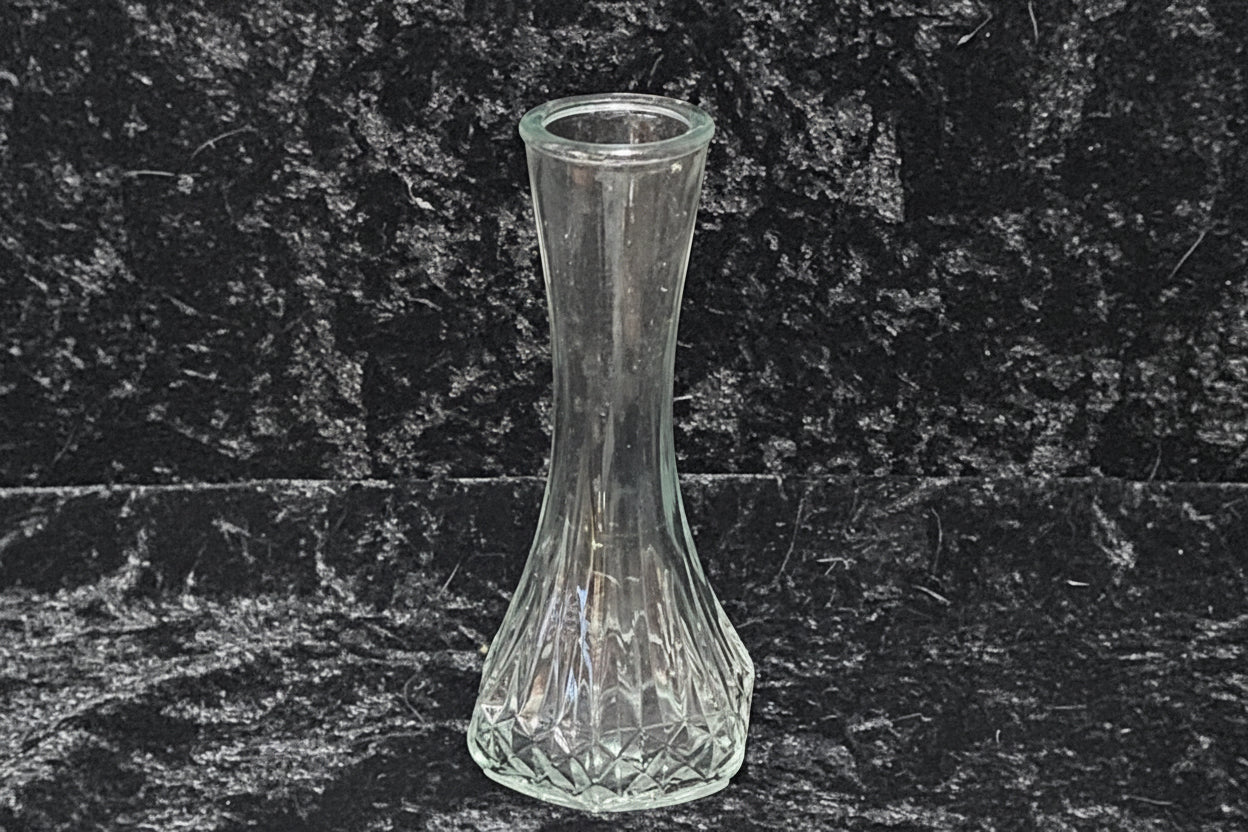 Vintage Clear Glass Bud Vase – Slender Pressed Glass Flower Vase
