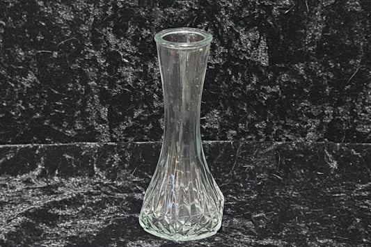 Vintage Clear Glass Bud Vase – Slender Pressed Glass Flower Vase
