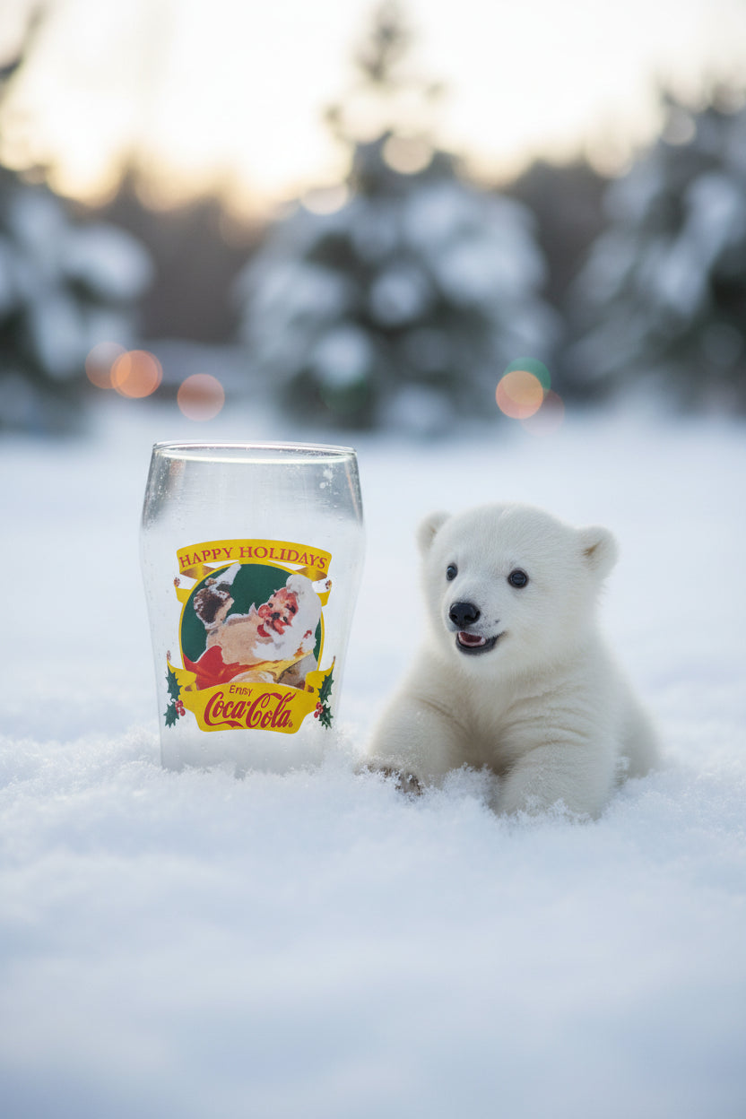 Vintage Coca-Cola Happy Holidays Santa Claus Collectible Glass