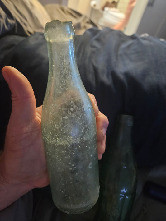 Vintage Aqua Green Glass 6.5 oz Soda Bottle — Thatcher Glass Co. Maker's Mark