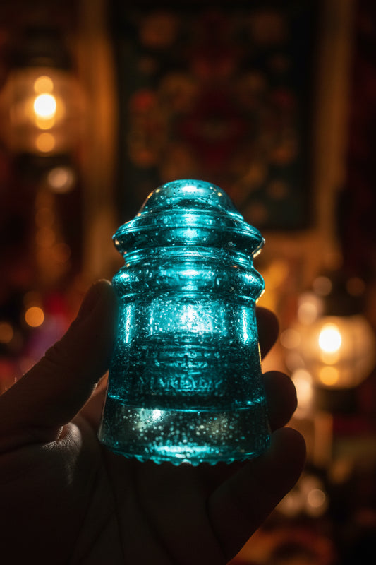 Hemingray No. 29 Aqua Blue Glass Telegraph Insulator Vintage