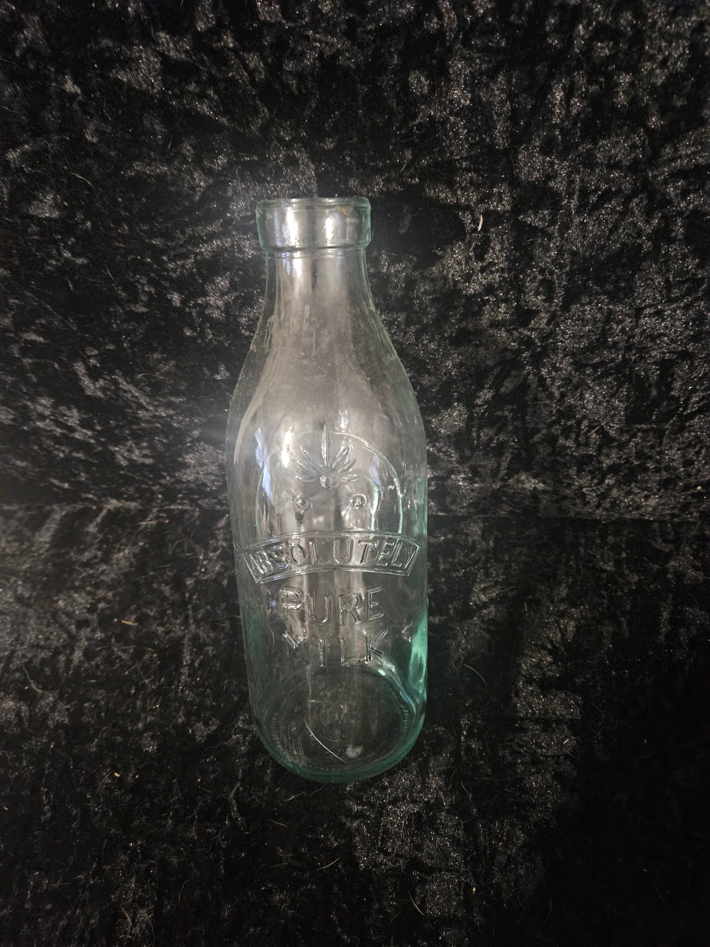 Antique Absolutely Pure Milk Embossed Glass Bottle | Crown Motif | Dr. S B H & Co. Puerto Rico | c.1900s
