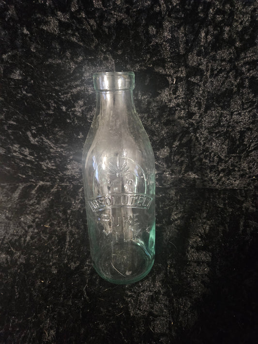 Antique Absolutely Pure Milk Embossed Glass Bottle | Crown Motif | Dr. S B H & Co. Puerto Rico | c.1900s