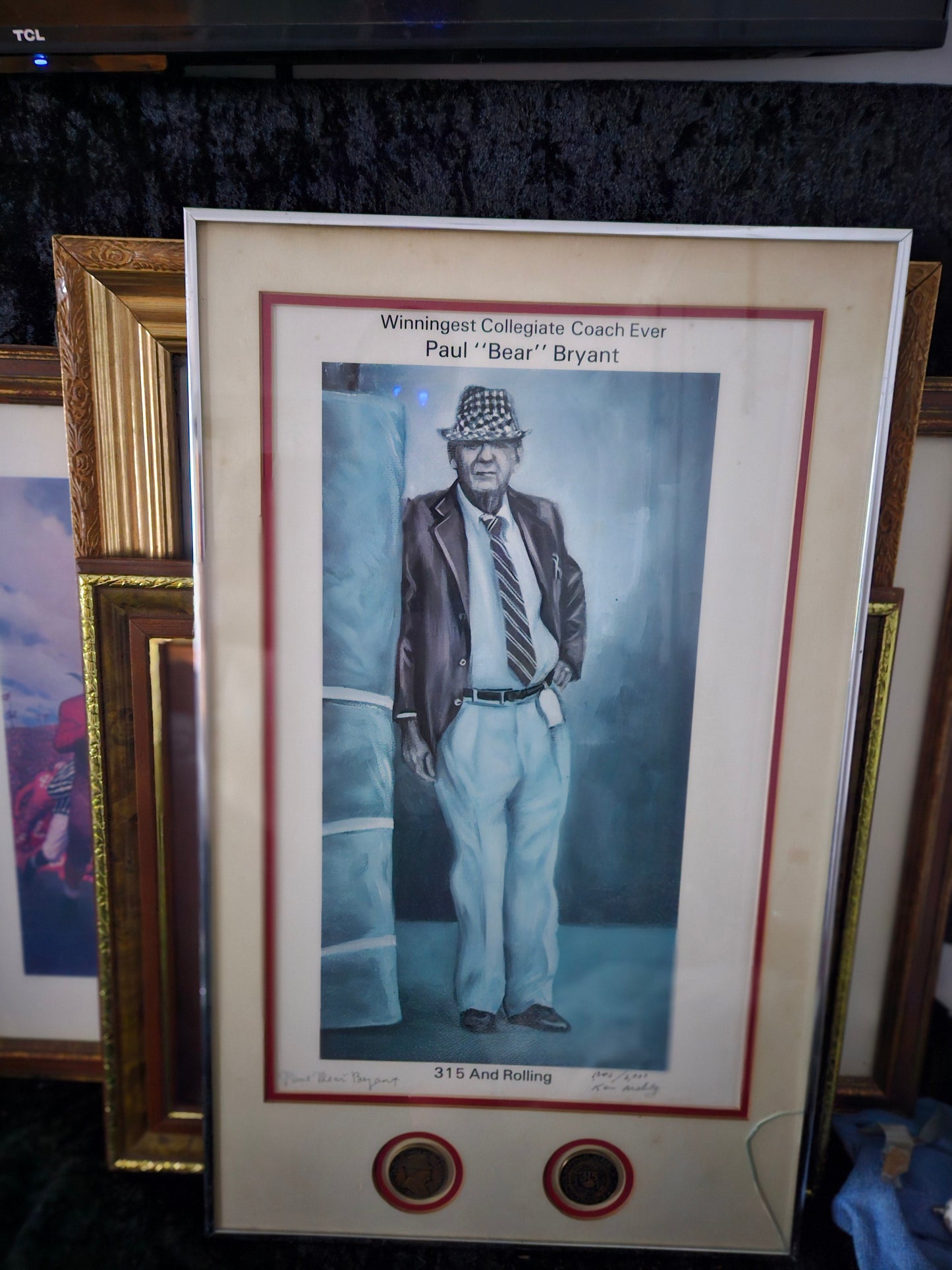 Paul "Bear" Bryant "315 And Rolling" Signed & Numbered Lithograph – Double Coin Edition – Near Mints s