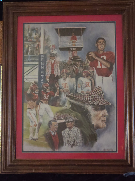 M.C. Wells Bear Bryant Alabama Crimson Tide Framed Limited Edition Print #617/1000