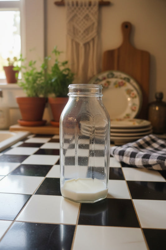 Vintage Brockway Glass Square Milk Bottle — Near Mint