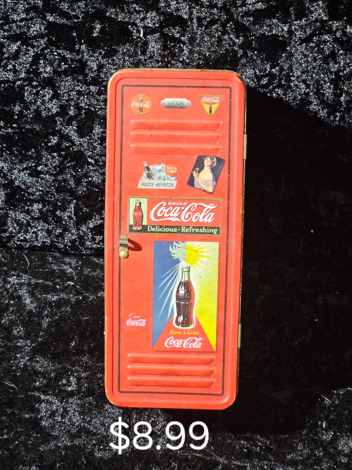 Vintage Coca-Cola Vending Machine Locker Tin — Collectible Coke Advertising Tin